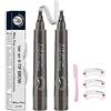 QUEMISS Penna Sopracciglio, Matita Sopracciglio 4 Punti, Penna Sopracciglio Microblading, Sopracciglio Naturale Trucco Durevole, Copertura Aree Chiare, Con Regalo