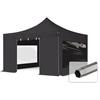 TOOLPORT 4x4 m Gazebo Pieghevole con Laterali (finestre panoramiche), Premium Acciaio, Nero
