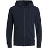 JACK & JONES Jjebasic Sweat Zip Hood Noos Felpa Sportiva con Cappuccio, Blu (Navy Blazer), L Uomo