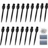 QOOSIKICC 18 PzPunte Freccettes, Darts Punte Morbide per Freccette, Punte per Freccette in Plastica di Ricambio con Filettatura 2BA, con 50 O-Ring e 2 Pietre per affilare(Nere)