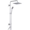 JOHO Colonna Doccia Acciaio Inox Fori Muro Regolabili, Asta Doccia Saliscendi Con Doccetta e Soffione, Set Doccia a Pioggia senza Miscelatore, ABS 20x20 cm Cromo