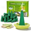 KIYTARBOO Coni d'Incenso Citronella 90 Pezzi con 2 Supporti, Incenso Naturale all'Olio Essenziale di Citronella, Lunga Durata per Giardino, Terrazza, Balcone, Campeggio e Barbecue