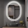 Dripex Specchio da bagno con illuminazione Ovale Antifog Specchio Led con 3 Temperature Colore e Dimmerabile Luce Specchio Bagno con Orologio (60 x 80 cm)