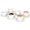 LIVELLO Amalfi - Set di 6 tazze da caffè, 12 pezzi, 6 tazze da caffè in porcellana con piattini da 250 ml, grandi tazze da caffè e cappuccino, classico bianco, elegante servizio da caffè