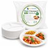 SOLEPLASTIC 50 Piatti Compostabili a 3 Scomparti da 26 cm Bianchi - RESISTENTI anche con CIBI CALDI - RIUTILIZZABILI - in Fibra Vegetale - Idonei per Microonde e Forno - per Catering, Mense, Feste e Banchetti