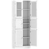 HOMCOM Mobile Bagno con 3 Armadietti a 2 Ante in Vetro e Legno, Ripiani Regolabili, 60x30x170 cm, Bianco | Aosom Italy