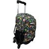 Minecraft Zaino scuola Pixel 25 doppio scomparto adattabile + carrello nero TOYBAGS con protezione laterale e inserto frontale anti caduta 4 ruote girevoli - 44 x 30 x 20 cm, multicolore, M, Casual