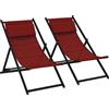 Set 2 Sedie Sdraio Pieghevoli in Alluminio 96,35x58x91,5 cm Rex Rosso