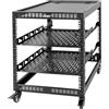 Tecmojo Rack di Rete a Telaio Aperto da 19 Pollici 12U Montaggio a Pavimento o a Parete, Armadio di Rete a 4 Montanti con Rotelle, Dotato di 2 Ripiani da 1U e Materiale di Montaggio, Nero