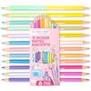 Papierdrachen 12 matite colorate bicolore - 24 colori ricchi - Set - legno - esagonale - infrangibile - scuola - asilo - pittura - bambini tonalità pastello