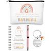 Hestya Set Regalo Maestre Fine Anno Regali di Ringraziamento per Insegnante Taccuino Tascabile Penna a Sfera e Portachiavi Borsa Cosmetica con Frasi Grazie Maestra Pensierini Laurea