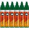 Molotow One4All 327HS - Pennarello acrilico (4,0-8,0 mm di spessore, altamente coprente e permanente, ad asciugatura rapida, ricaricabile, per quasi tutte le superfici, 6 pezzi, colore 096 mr. verde