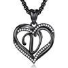 INFUSEU Collana Iniziale, Nero Doppio Cuore V Ciondolo Lettera Catena da 20 Pollici Cubic Zirconia CZ Gioielli Personalizzati Per Donne Donne Signore