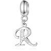 GLOWDAS Lettera R Charms Iniziale R Alfabeto Ciondolo Perline, 925 Argento Sterling Letra Ciondolo con CZ Chiaro, Fit Pandora Donne Braccialetto Collana, Regali per Coppia/Ragazza/Pensionamento