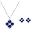 PHNIBIRD Collana Orecchini Donna Set in Argento Sterling 925 di Nascita Trefle a 4 Foglie Ciondolo con Pietra Portafortuna di September Safir San Valentino per Lei