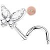 OUFER 20G Piercing Naso Donna Anellino Argento 925 S Farfalla Piercing Naso Nostril Transparent CZ Nose Ring 7mm Gioielli per il Corpo per Le Donne