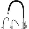 LANMOU Rubinetto da Cucina Flessibile, Rubinetto Lavello In Acciaio Inox Cromo e Nero,Girevole 360°, Miscelatore Cucina Per Lavello con Beccuccio Alto Antispruzzi, Aeratore Rimovibile Anticalcare