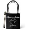 GRAVURZEILE Incisione Riga Amore lucchetto in Nero con incisione - Serratura con 2 chiavi - idea regalo per San Valentino regalo di compleanno regalo amore regalo