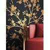 NEWROOM carta da parati Neri Lucido Chiaro Tessuto non Tessuto - Floreale Oro Bronzo Fiori Foglie Casa di Campagna