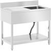 Royal Catering RCGS-1B100D6 - Lavello a 1 bacino da 400 x 400 x 250 mm, in acciaio INOX