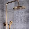 HPDTZ Colonna doccia bronzo con doccia a pioggia e doccetta a mano, set doccia vintage per bagno, set doccia in rame regolabile in altezza, rubinetto da bagno retrò con attacco da 150 mm
