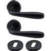 inferramenta Coppia di Maniglie Modello Gocciola per Porte Interne | Design Moderno Ergonomico | Kit Completo con Bocchette e Fissaggi | Finitura Nera