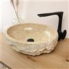 wohnfreuden Lavabo in marmo color crema, rotondo, 50 cm, pezzo unico, in pietra, interno lucido, martellato per il bagno, in pietra naturale, per WC degli ospiti