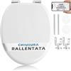 HAND Tavoletta WC Universale in Legno con Chiusura Rallentata - Copriwater Ovale con Cerniere Cromate Antiruggine - Sedile WC Universale Soft Close (Ideal Rallentata)