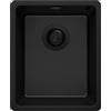 PRIMAGRAN Lavello da Cucina Tutto Nero 36x44cm, Lavandino in Granito a 1 vasca + Sifone Classico, Lavabo da Cucina Incasso al Mobile 40cm - Venezia Easy Slim S006
