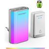 TECKNET Campanello senza batteria wireless con luce RGB, Campanello senza batteria, per esterni, impermeabile, kit con 60 melodie, IP65, 400 m