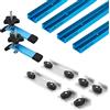 PowerTec 71779 Kit binario a T con profilo a doppio taglio da 61 cm, con fermi lunghi e corti e morsetti di fissaggio da 14 cm