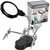 KHIronHive Stazione di saldatura con lente d'ingrandimento, lampada a LED e collo d'oca flessibile, obiettivo 3,5 x 60 mm, clip a coccodrillo supporto per riparazione di schede PCB, rilavorazione