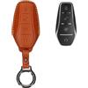 kwmobile Custodia Chiavi Vera Pelle Compatibile con BYD Atto 3 / Sealion / Han / Tang / Dolphin / Seal Custodia - Car Key Case con Anello Portachiavi - Accessori Auto - marrone