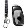 MEDZUK Custodia per Chiave Compatibile con Mercedes Benz EQA 250 300 350 2021-2024 2025 Cover Chiave Auto, Guscio Chiave TPU con Portachiavi Accessori Protezione (Nero)