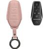kwmobile Custodia Chiavi Vera Pelle Compatibile con BYD Atto 3 / Sealion / Han / Tang / Dolphin / Seal Custodia - Car Key Case con Anello Portachiavi - Accessori Auto - rosa antico