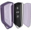 kwmobile Custodia Chiave Auto Compatibile con VW Golf 8 con 3 tasti Cover - Guscio Telecomando Macchina - TPU Morbido - Case Trasparente - viola / trasparente