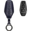 kwmobile Custodia Chiavi Vera Pelle Compatibile con BYD Atto 3 / Sealion / Han / Tang / Dolphin / Seal Custodia - Car Key Case con Anello Portachiavi - Accessori Auto - blu scuro