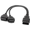 Watris Veiyi Cavo di prolunga OBD per auto, 16 pin, maschio a doppia femmina, adattatore OBD Ysplitter OBD2, cavo diagnostico