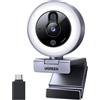 Ugreen Webcam Ugreen CM910 con microfono per laptop, 2K, 30 FPS, USB, LED