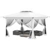 FIVMEN Gazebo 4 x 4 m, impermeabile, stabile, resistente all'inverno, per feste, pieghevole, altezza regolabile con doppio tetto e 4 zanzariere, gazebo da giardino con custodia, colore bianco