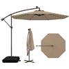 COSTWAY Ombrellone da Giardino 300 cm, 40 Luci LED Solari, Anti-UV, Inclinazione Regolabile, Manovella, 2 Sacchi di Sabbia, 8 Stecche per Esterno Piscina Patio (Marrone)