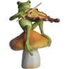 Top Collection Enchanted Story Fairy Garden Frog Playing Fiddle su Fungo Outdoor Statue