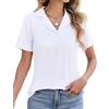 HEEKPEK Camicia Donna Elegante Blusa Estiva Polo Shirt Manica Corta Scollo a V Casual Lavoro Camicetta Classico con Revers Maglietta Estive T Shirt Moda Tinta Unita Maglia Top(Nero,XXL)