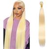 Shoaiye Human Hair Bundles Straight Capelli Veri Tessitura Unprocessed Remy Machine Weave Extensions Double Weft Color #613 Blonde 18 Inch