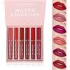 MTUVKGT Set di 6 lucidalabbra opachi, set di rossetti liquidi nude, lucidalabbra opaco non appiccicoso per donna, set trucco waterproof a lunga tenuta