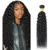 Shoaiye Human Hair Bundles Curly Wave Capelli Veri Tessitura Unprocessed Remy Machine Weave Extensions Double Weft #1B Natural Black 28 Inch