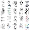 Taiyyi Tatuaggi Temporanei,adesivi per tatuaggi temporanei,Adesivi per tatuaggi neri per mani, gambe e altre parti del corpo, adesivi per tatuaggi per adulti(A,B,C,D,E,F) (C)