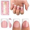 NOVO OVO Short Sharp Square White French Tip Nail Tips Press on Baby Pink Unghie corte e affilate, top coat colla per unghie, copertura completa per unghie fai da te x 15 misure 240 pezzi