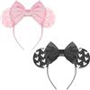 DRESHOW 2 Pezzi Cerchietto con Orecchie da Topo Fasce Orecchie da Topo Cerchietti Carnevale per Donna per Capelli Belle Orecchie da Topo Copricapo Decorazioni