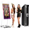 JIAQINMOTD Cabina fotografica a specchio magico da 101,5 cm, portatile per selfie con touch screen da 21,5 pollici, mini PC integrato, luce quadrata RGB, custodia da viaggio per feste, matrimoni, eventi (bianco